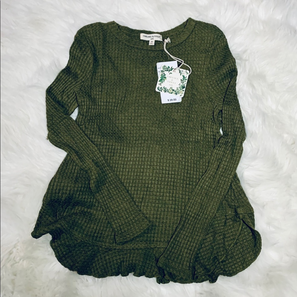 Soft olive green long sleeve top